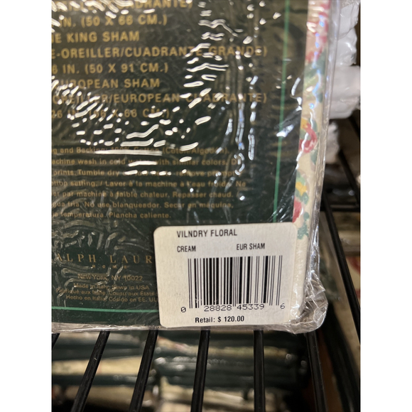 Ralph Lauren Villandry Floral Sateen Cotton European Pillow Shams 1 Pair Vtg New - Picture 4 of 6